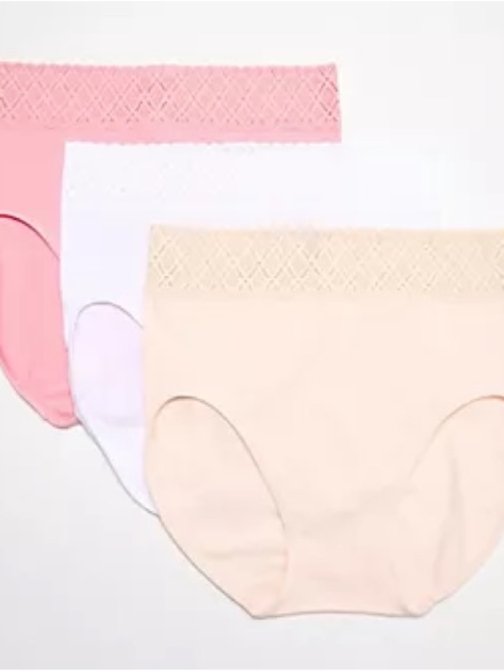 Breezies Comfort Breeze Lace Edge Hi-Cut Panty Set of 3